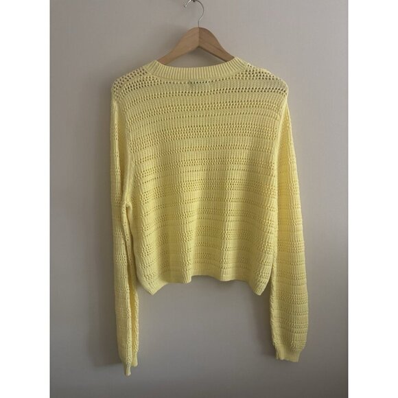 KUT FROM THE KLOTH Open Stitch Cropped Sweater Sunshine Yellow Large NEW - Picture 7 of 11